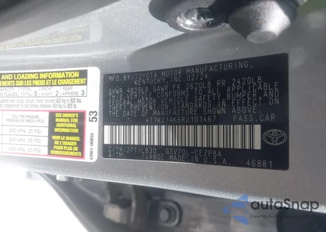 2024 Toyota Camry Xse V6 z USA, uszkodzony, nr VIN 4T1KZ1AK6RU101467